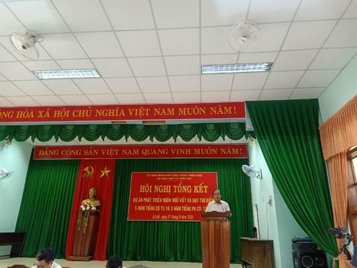 Hội nghị tổng kết Dự án phát triển ngôn ngữ viết và dạy thí điểm 5 năm tiếng Cơ Tu, 3 năm tiếng Pa Cô và Tà Ôi cho học sinh dân tộc tỉnh Thừa Thiên Huế